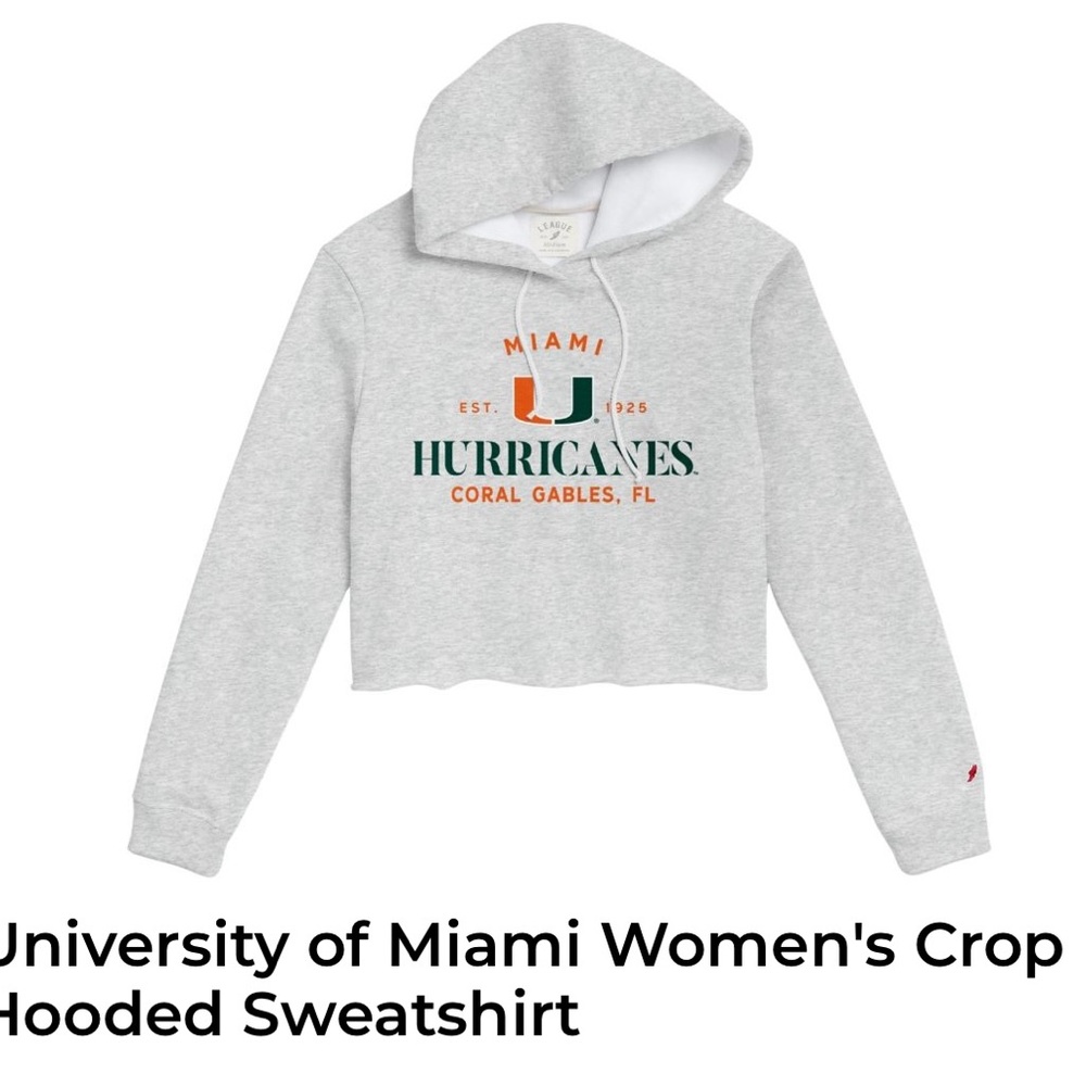 University of Miami Women's Gray Cropped Hoodie NWT - small